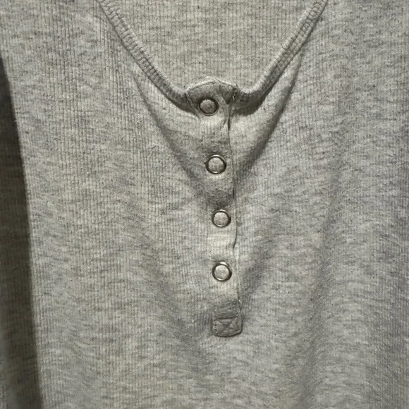 Express Heather Gray Buttoned Tank Top - Picture 3 of 4